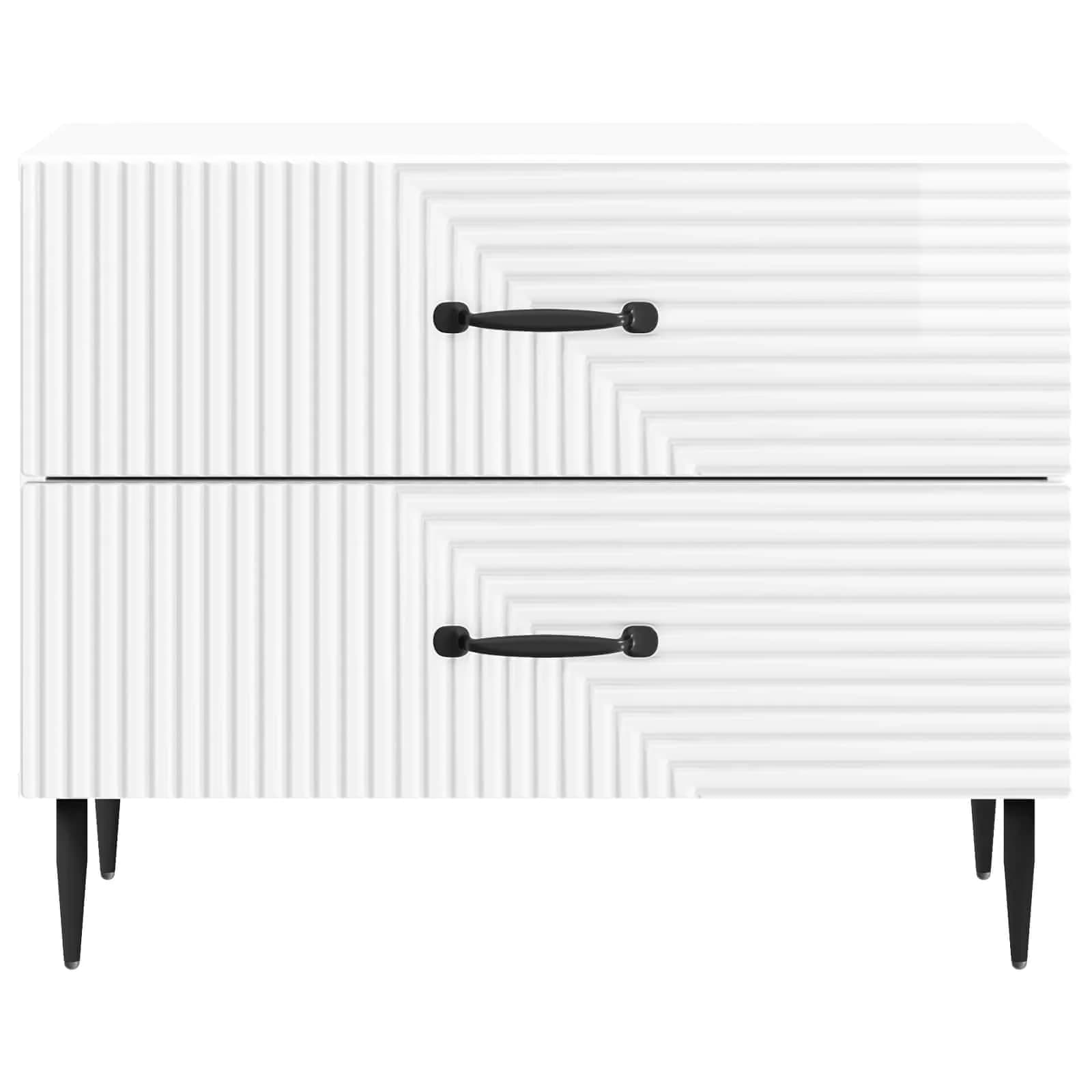 Nočna omarica s predalom Bela visok sijaj 62 x 34,5 x 47,5 cm - slika 5