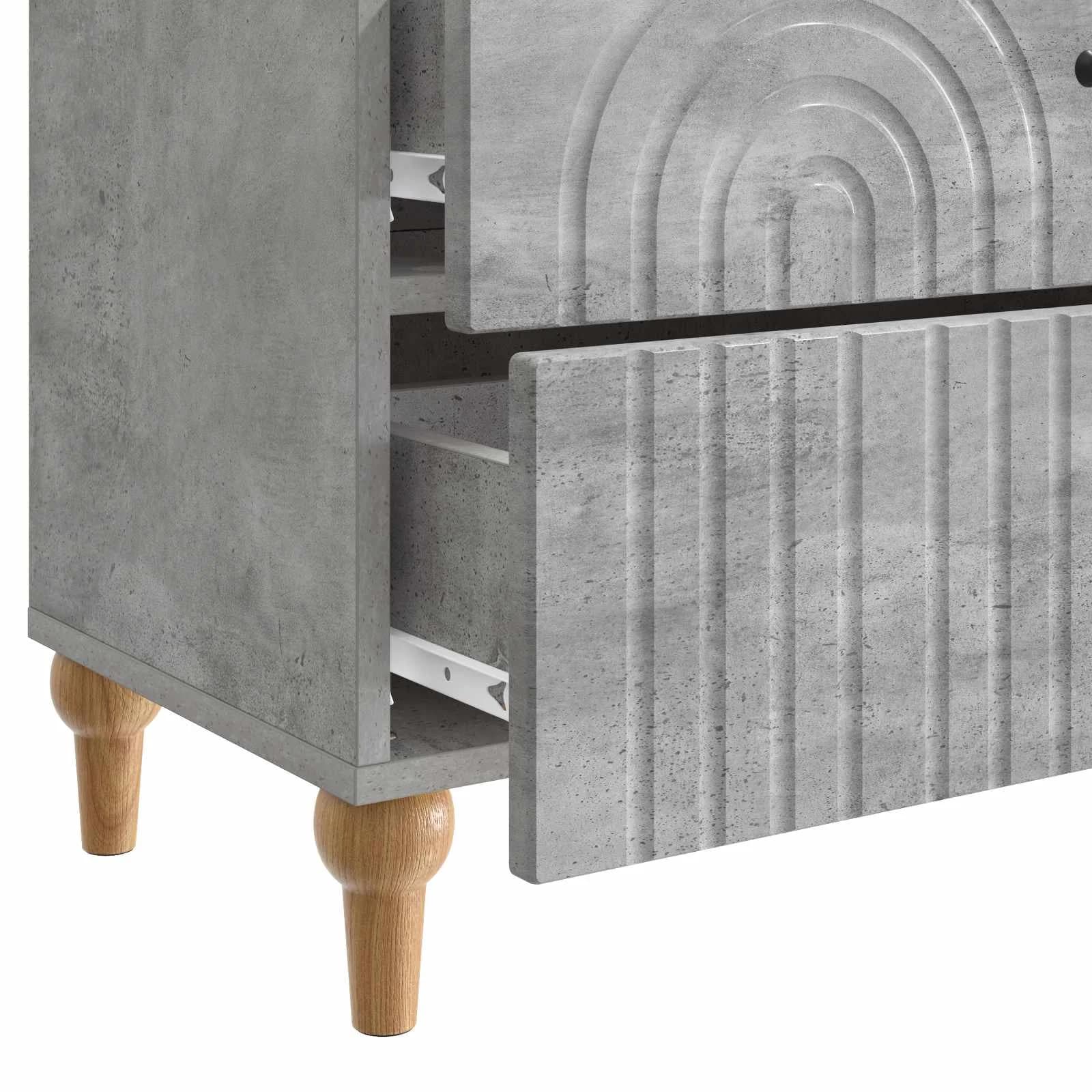 Nočna omarica Betonsko siva 62 x 34,5 x 48 cm Inženirski les - slika 9