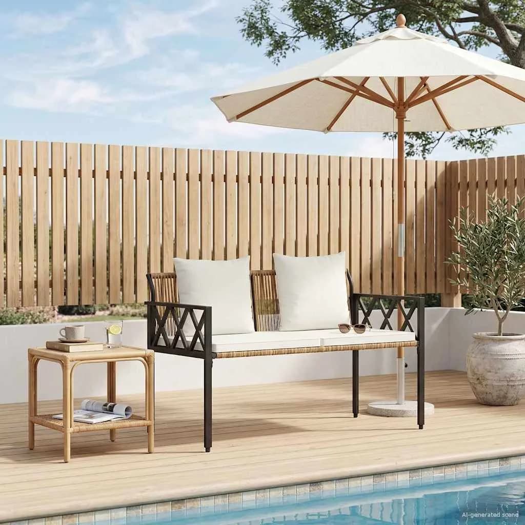 Zunanje klopi 2 -Seater 116 x 56 x 75 cm poli ratan - slika 3