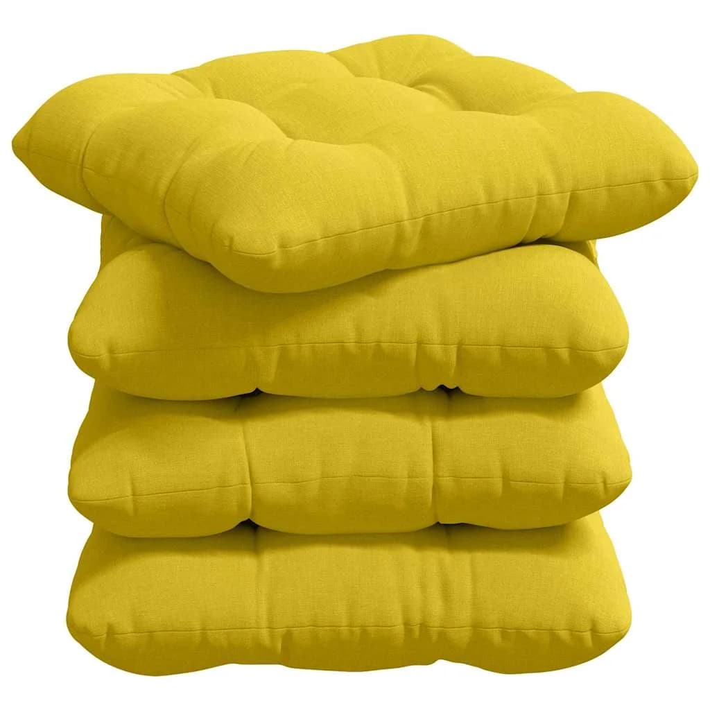 Sedežne blazine 4 kos Blago Svetlo rumena 45 x 45 x 12 cm - slika 2