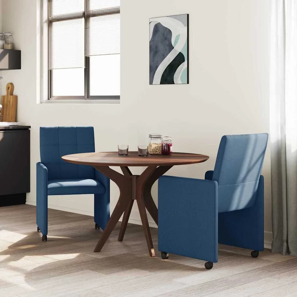 Jedilni stoli s kolesi 2 kos blago Modra 58 x 65 x 94 cm - slika 3