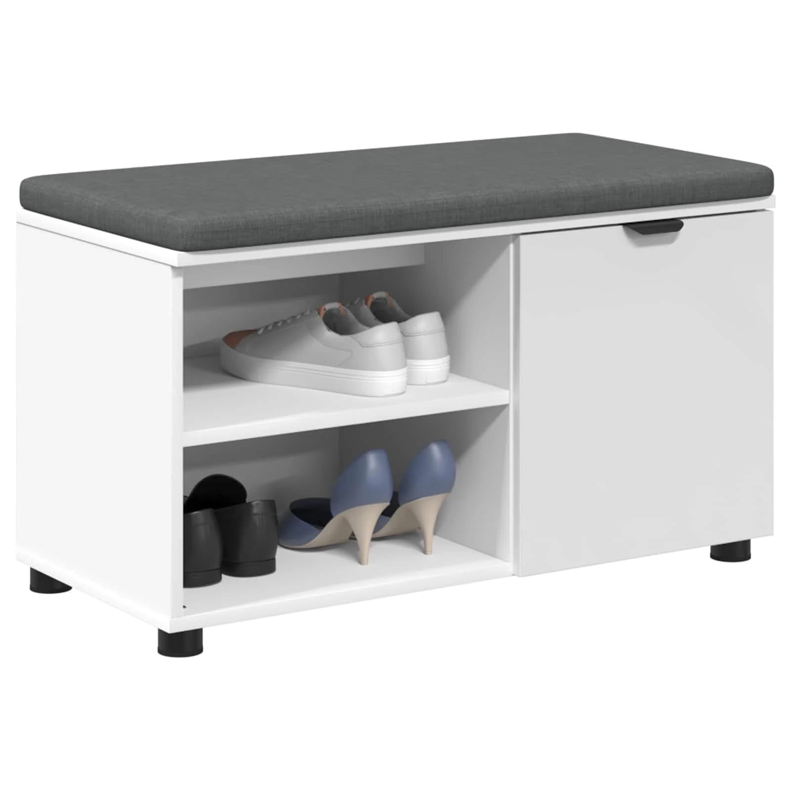 Haldna klop Bela 80 x 38 x 46 cm Oblikovan Les in Tkanina - slika 3
