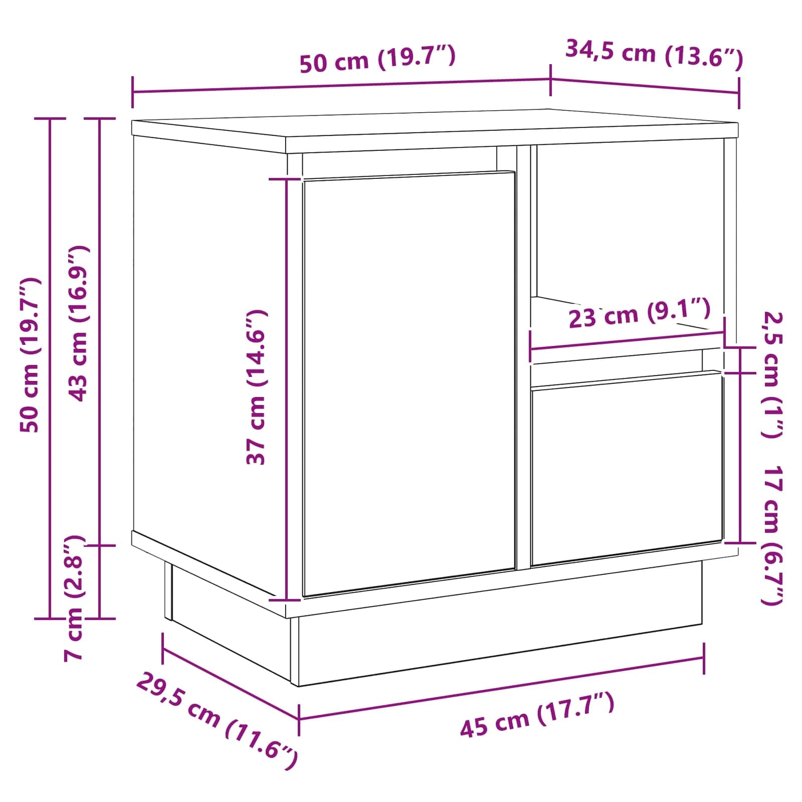 Nočna omarica 2 kos Betonsko siva 50 x 34,5 x 50 cm. - slika 9