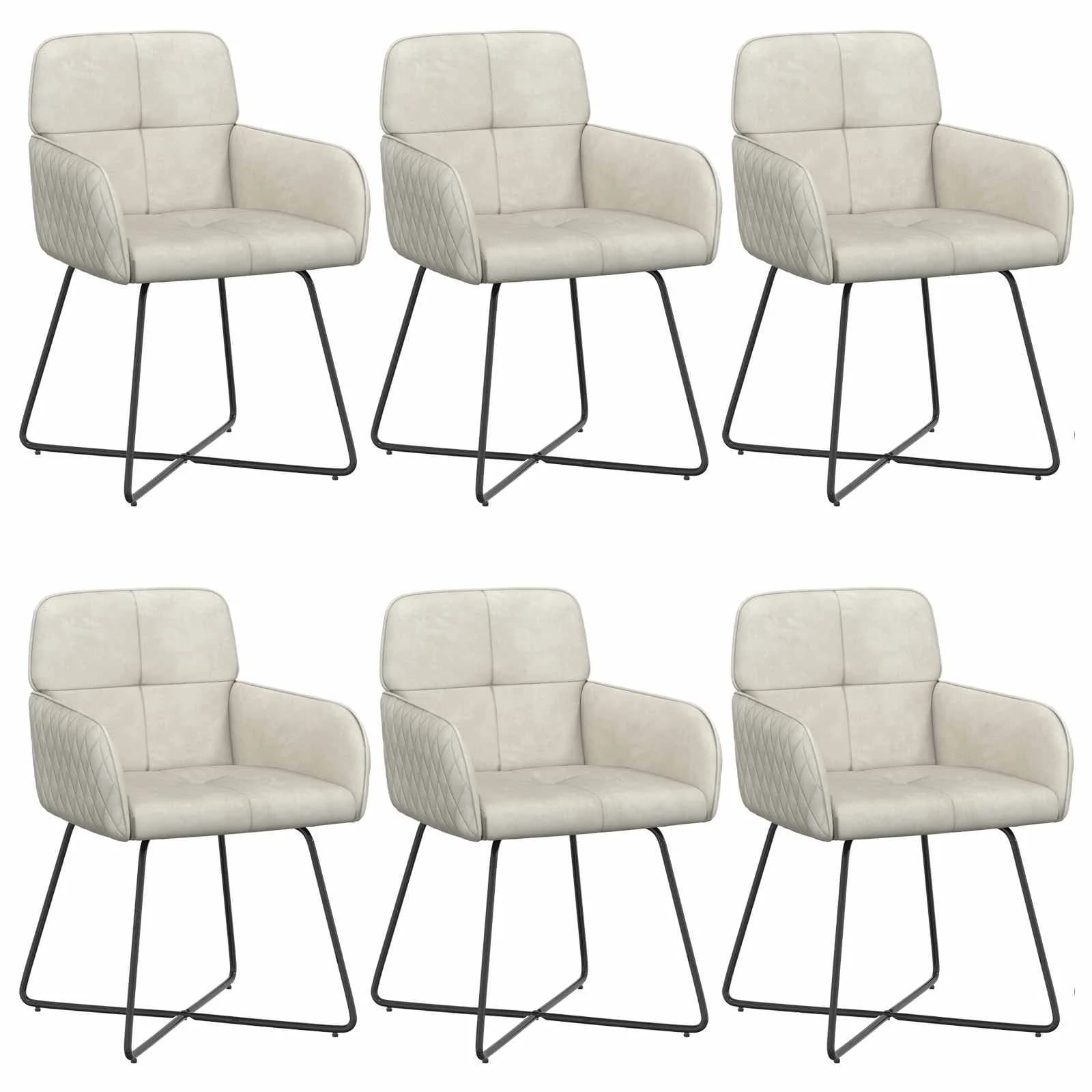 Jedilni stoli 6 kos Žamet Krem 59 x 56,5 x 86 cm - slika 2