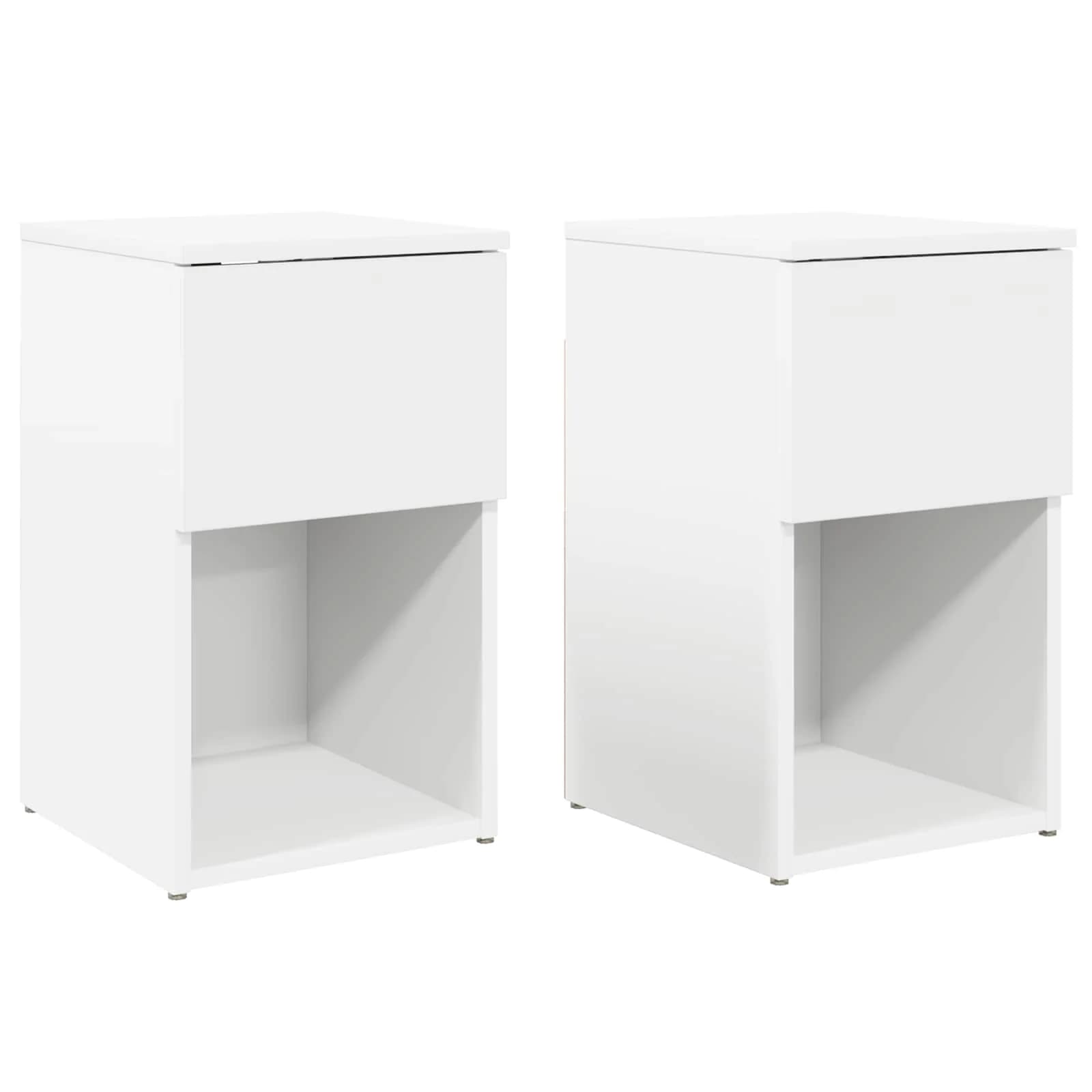 Posteljna omarica 2 kos Bela 29 x 31,5 x 49 cm Inženirski les - slika 2
