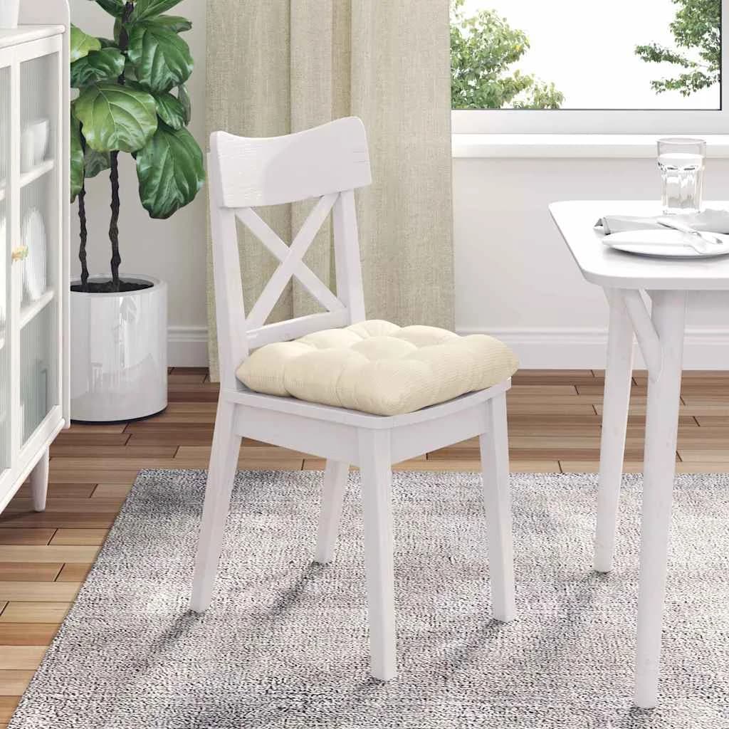Sedežne blazine 4 kos Žametna tkanina Krem 40 x 40 cm - slika 4