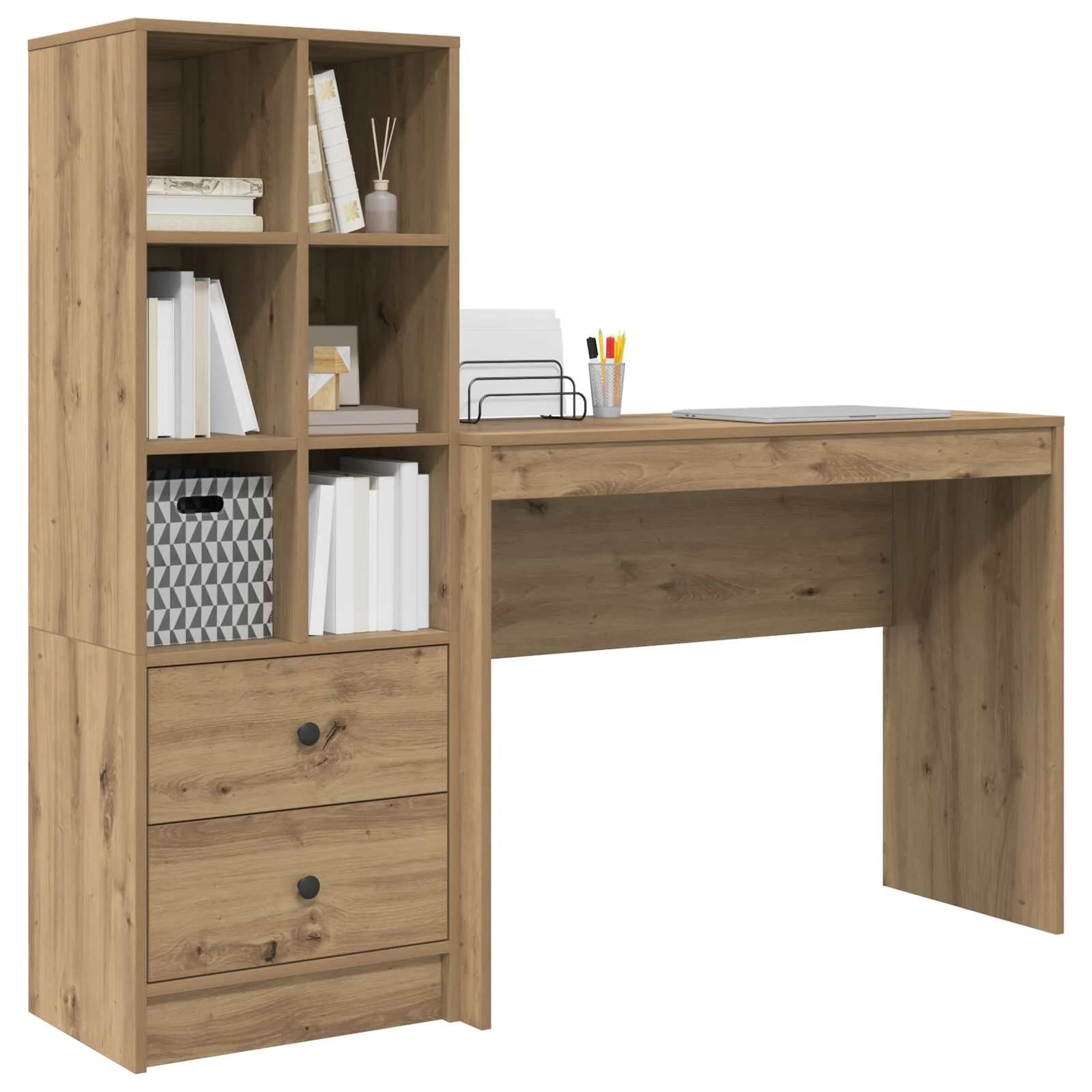 Miza Umetni hrast 145,5 x 40 x 127 cm 2 kos - slika 3