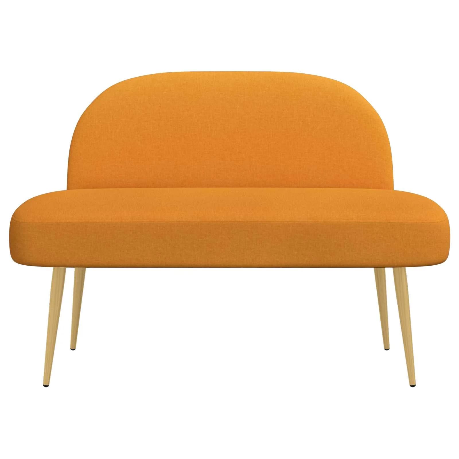Oblazinjena klop z naslonom Temno rumena 110 x 60 x 76 cm - slika 3