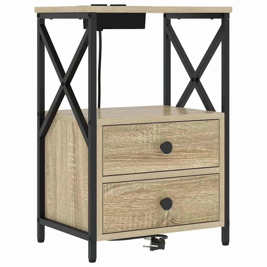 Nočna omarica 2 kos Sonoma hrast 40 x 31 x 60 cm Inženirski les - slika 5