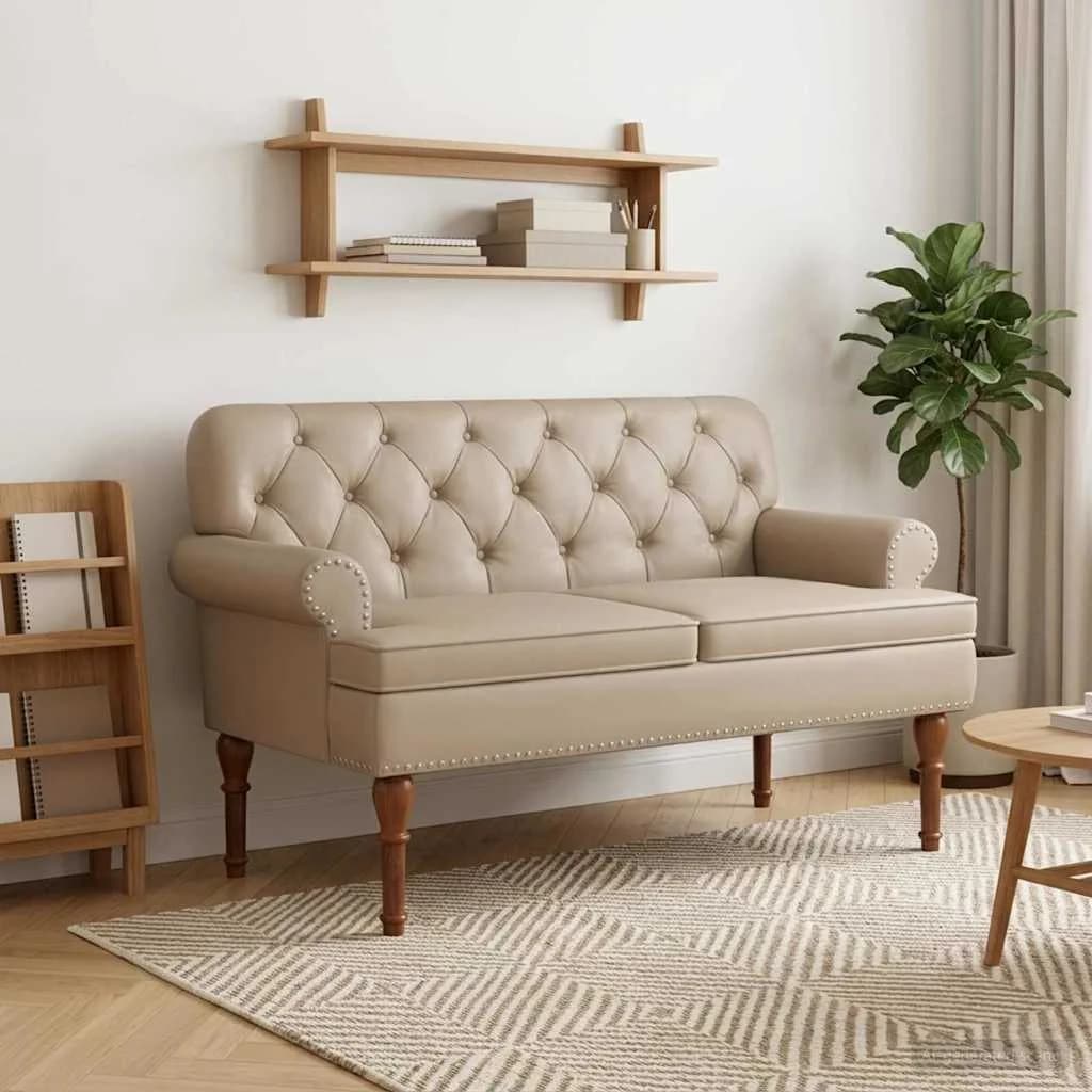 Dvojnica s gumbi Kapučino 120 x 65 x 77 cm Umetno usnje