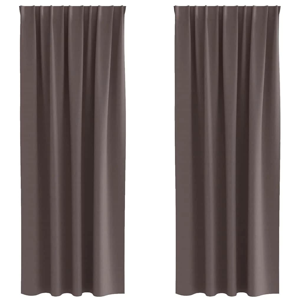 Zavese za zatemnitev z obroči 2 kos Temno rjava 245 x 140 cm - slika 2