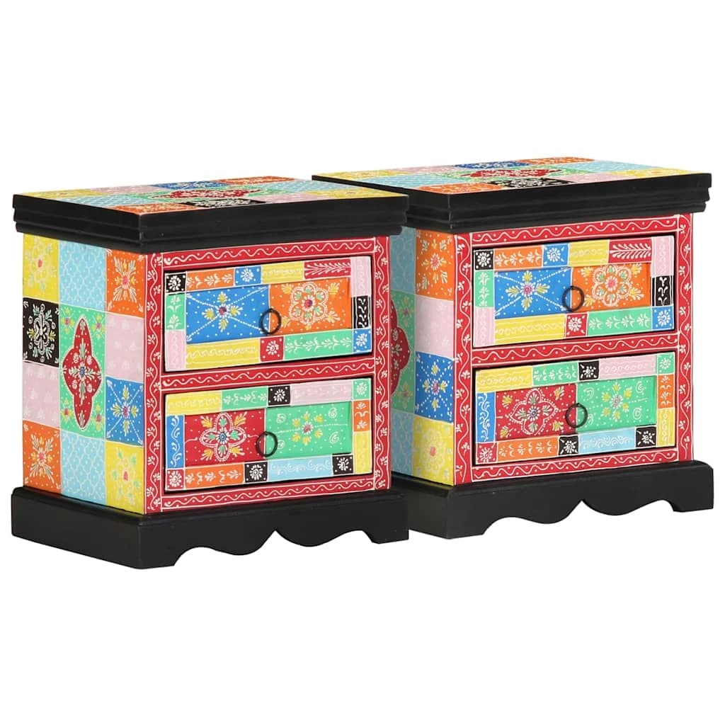 Nočna omarica 2 kos večbarvno 40 x 35 x 45 cm Masiven les manga - slika 8