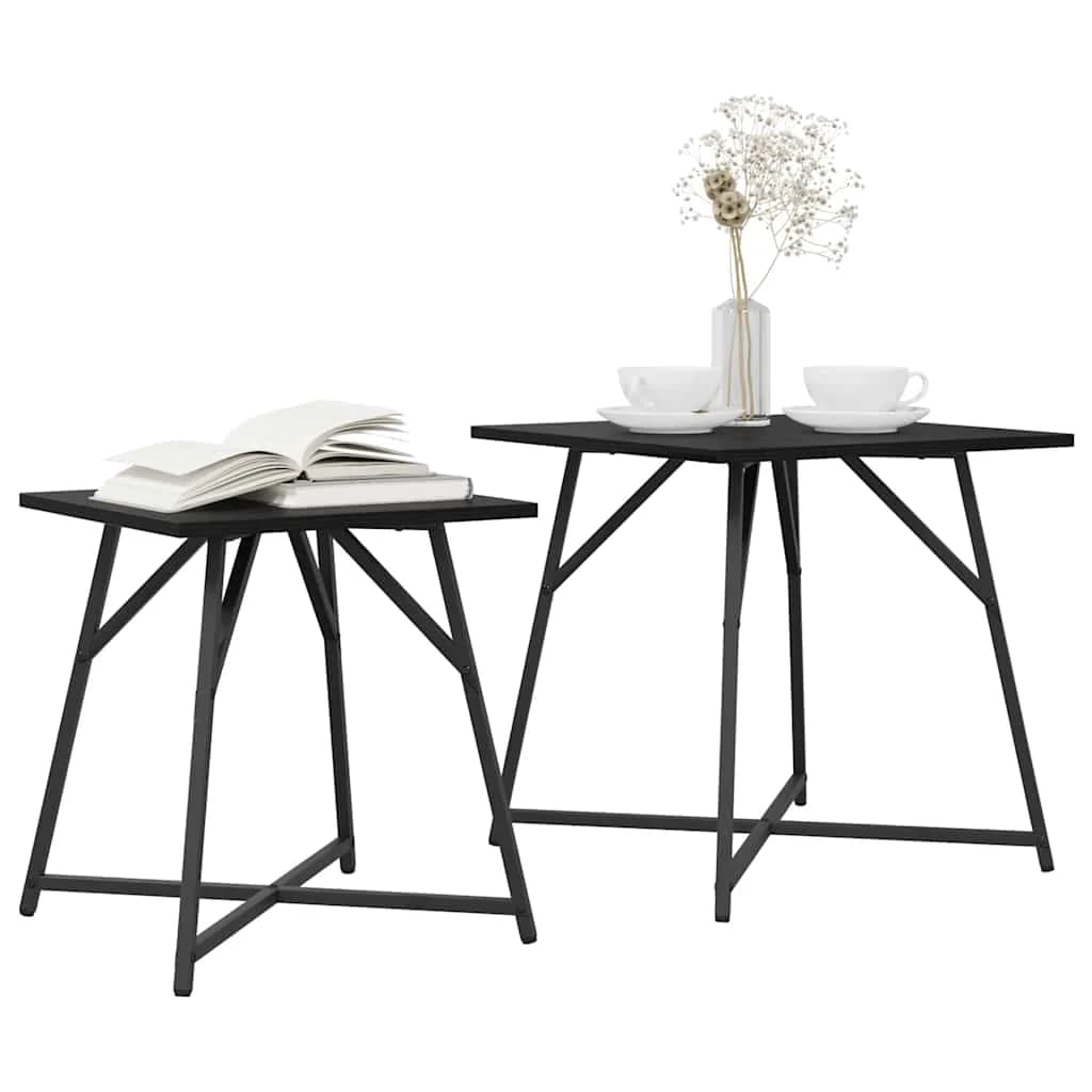 Komplet stranskih mizic 2 kos Črna Orehovina 50 x 50 x 50 cm - slika 3