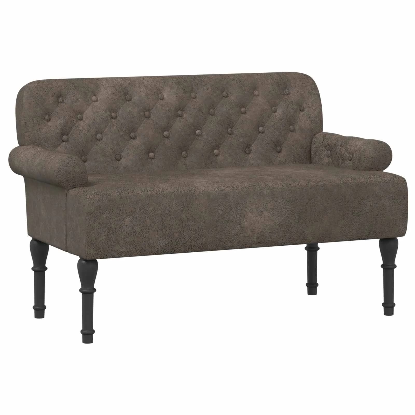 Dvojnica s gumbi Temno siva 120 x 65 x 78 cm Umetno nubuk usnje - slika 2