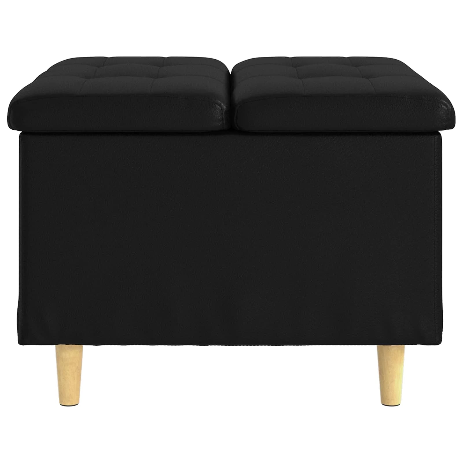 Shranjevalna tabureta Črna 60 x 60 x 45 cm Umetna koža - slika 5