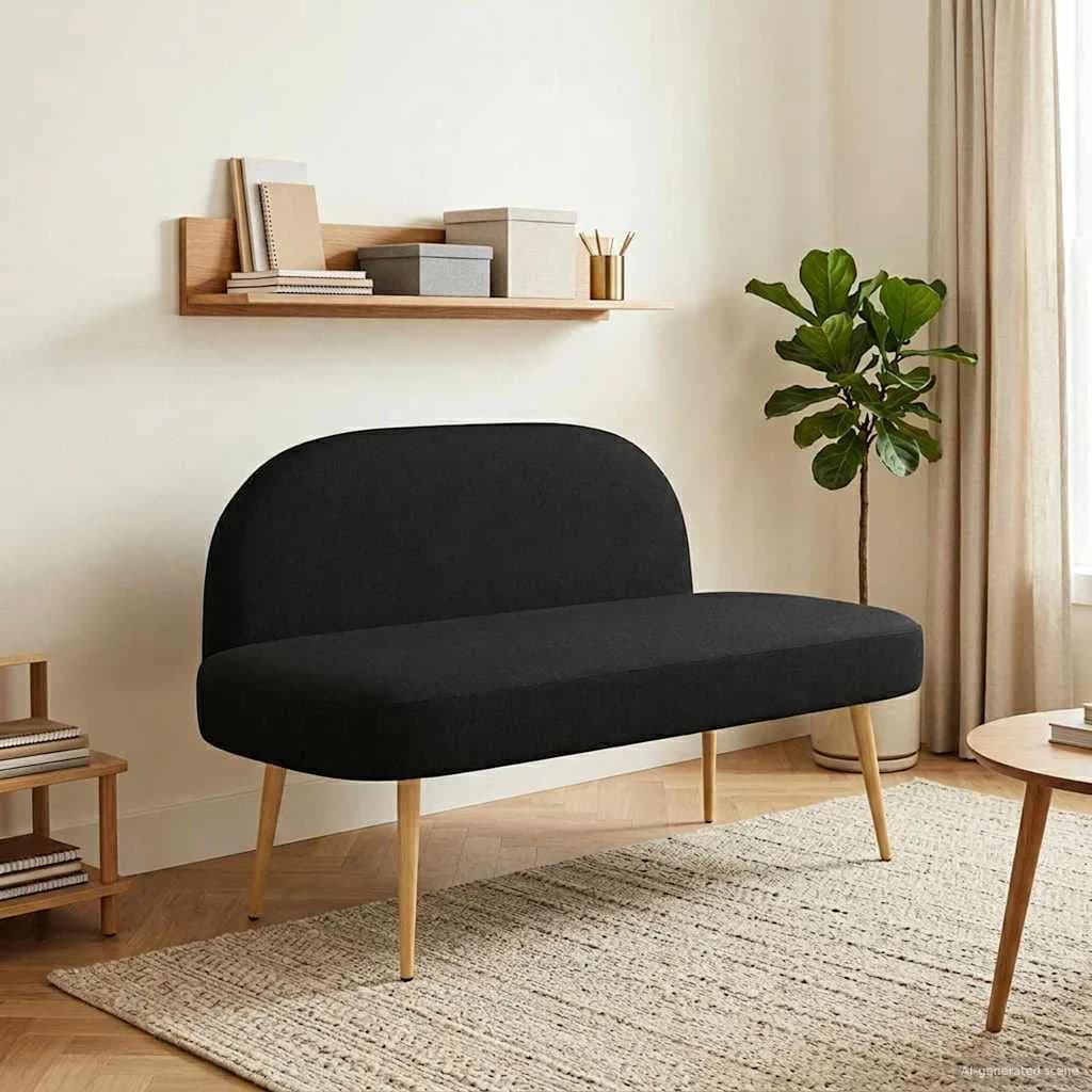 Oblazinjena klop z naslonom Črna 110 x 60 x 76 cm Poliester