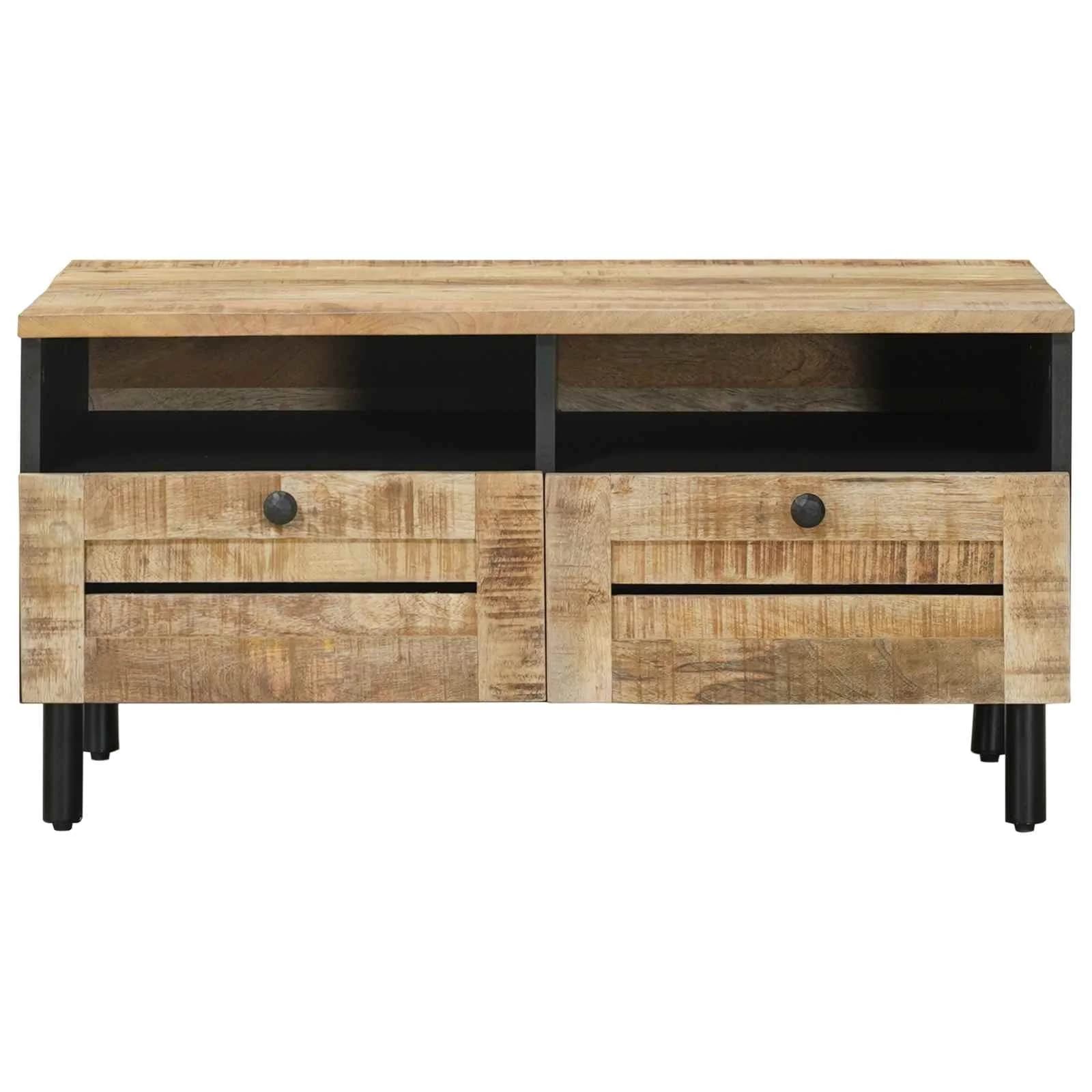 Klubska miza Rjava in črna 80 x 54 x 40 cm Masiven les manga - slika 4