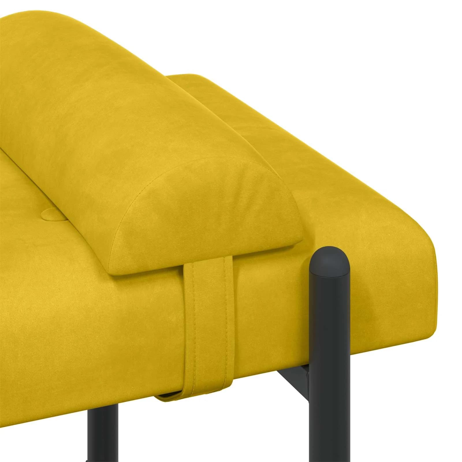 Klubska klop z gumbi in vzglavniki Rumena 110 x 40 x 46 cm - slika 7