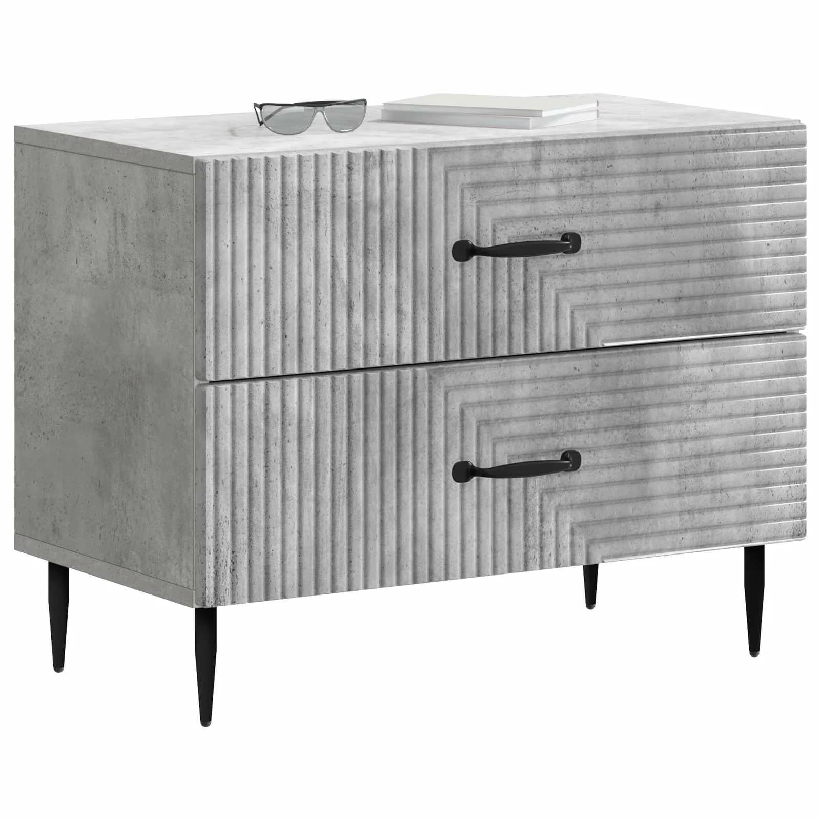 Nočna omarica Betonsko siva 62 x 34,5 x 47,5 cm Inženirski les - slika 3