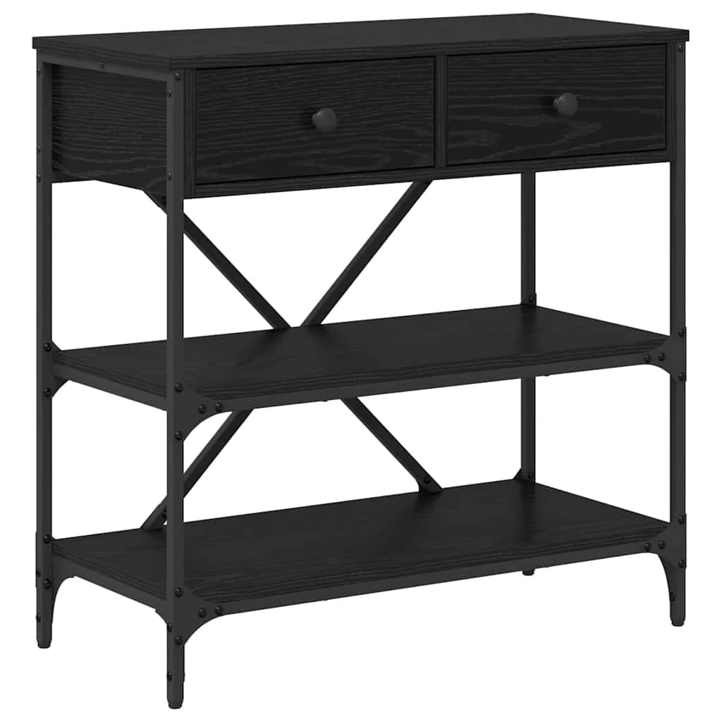 Konzolna miza s predalom Črna Orehovina 75 x 34,5 x 75 cm les - slika 2