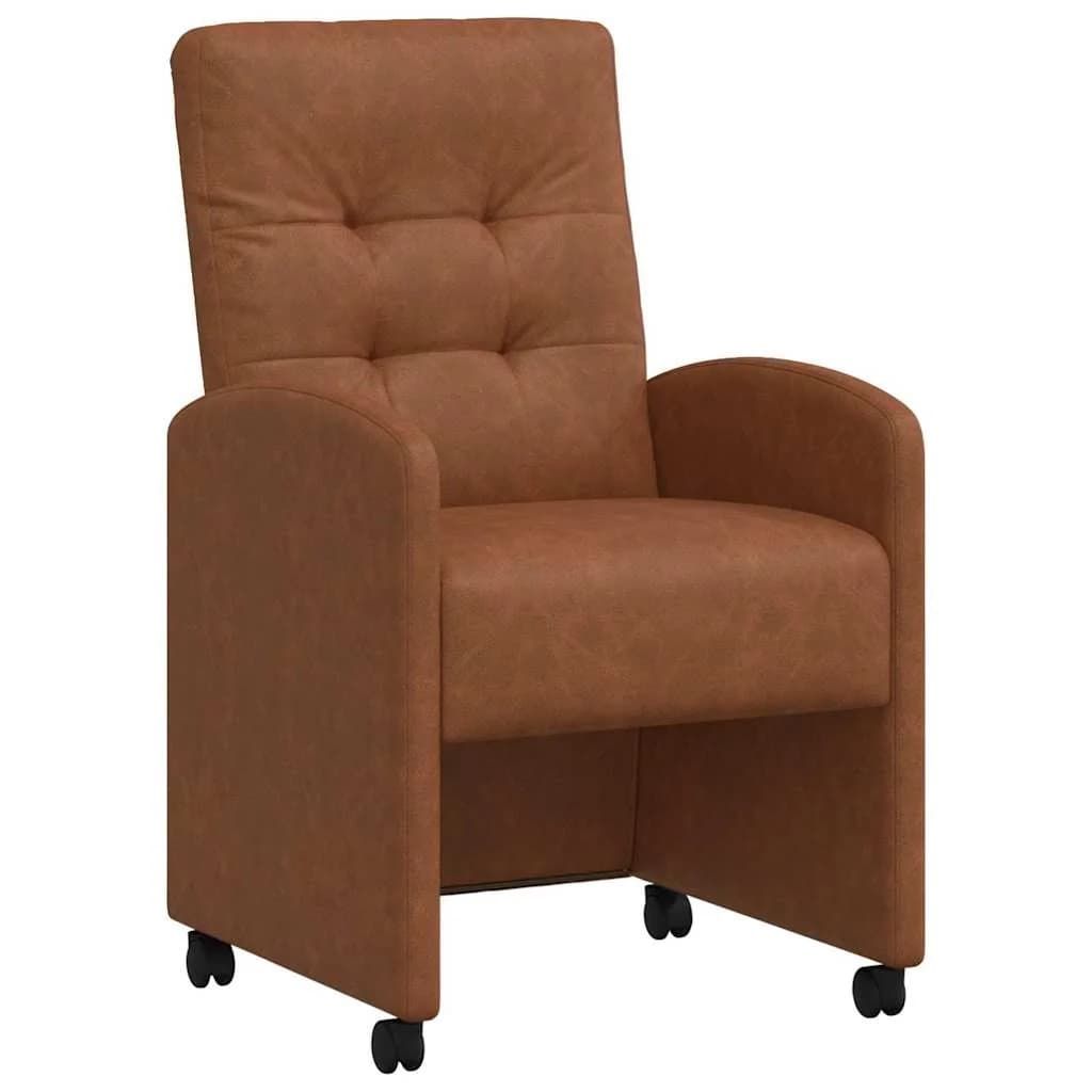 Jedilni stoli s kolesi 2 kos Umetna koža Rjava 58 x 67 x 97 cm - slika 2