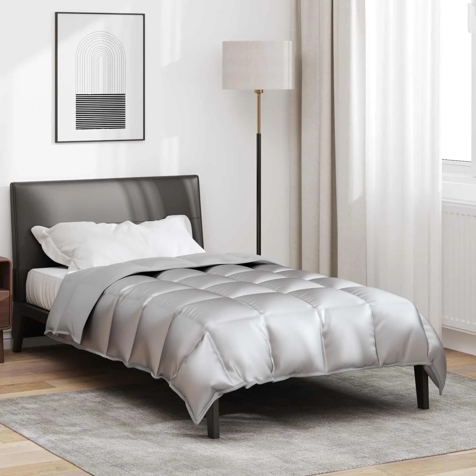 Zimska posteljnina srebrna 140 x 220 cm Satin in mikrovlakna