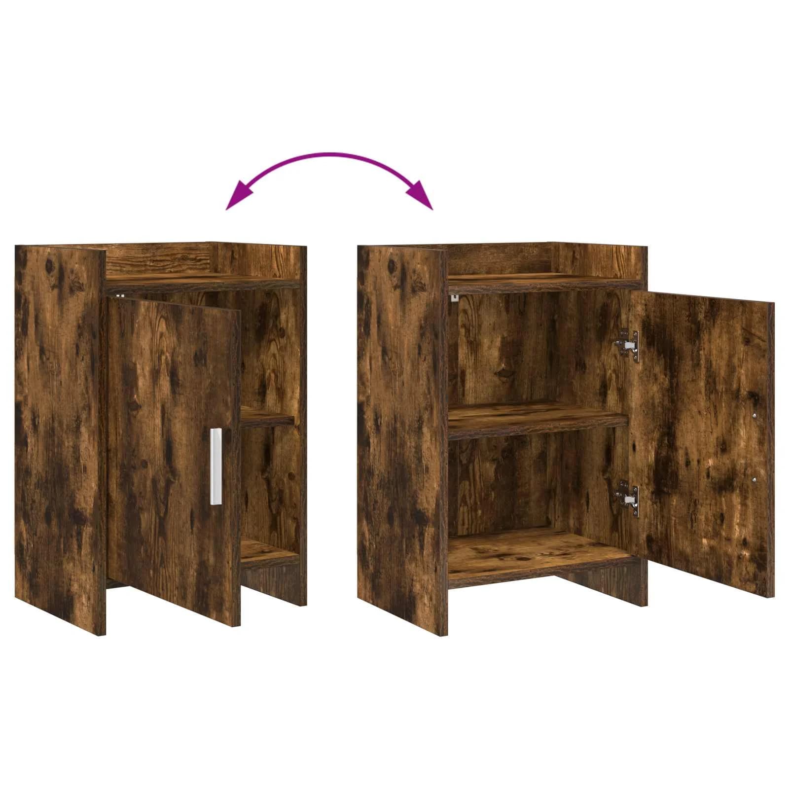 Posteljne mize 2 kos Dimljen hrast 40 x 30 x 60 cm - slika 7