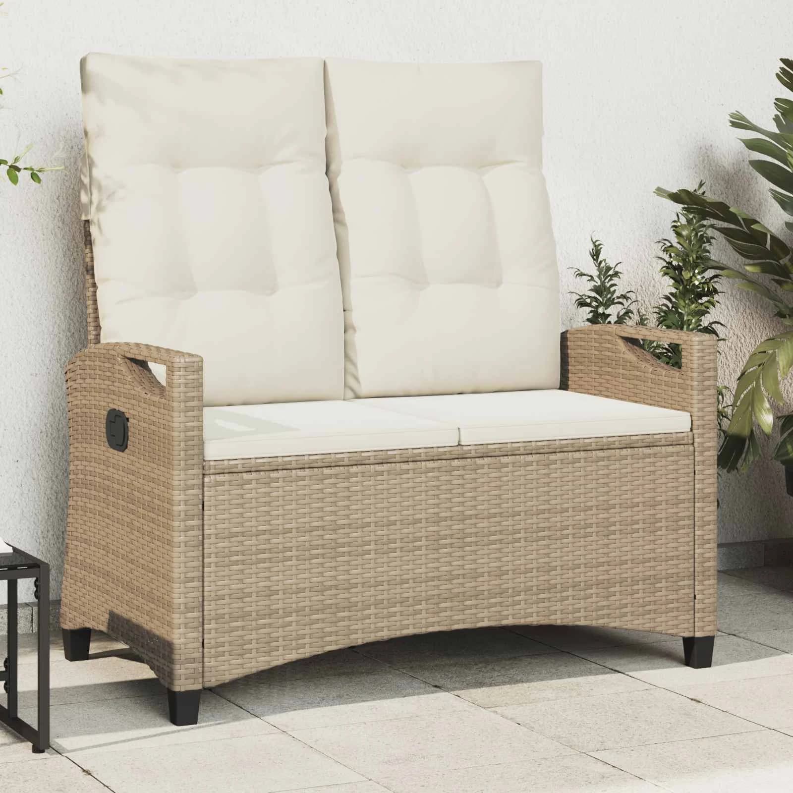 Vrtna klop z blazino Bež in smetanova 105 x 60 x 112 cm