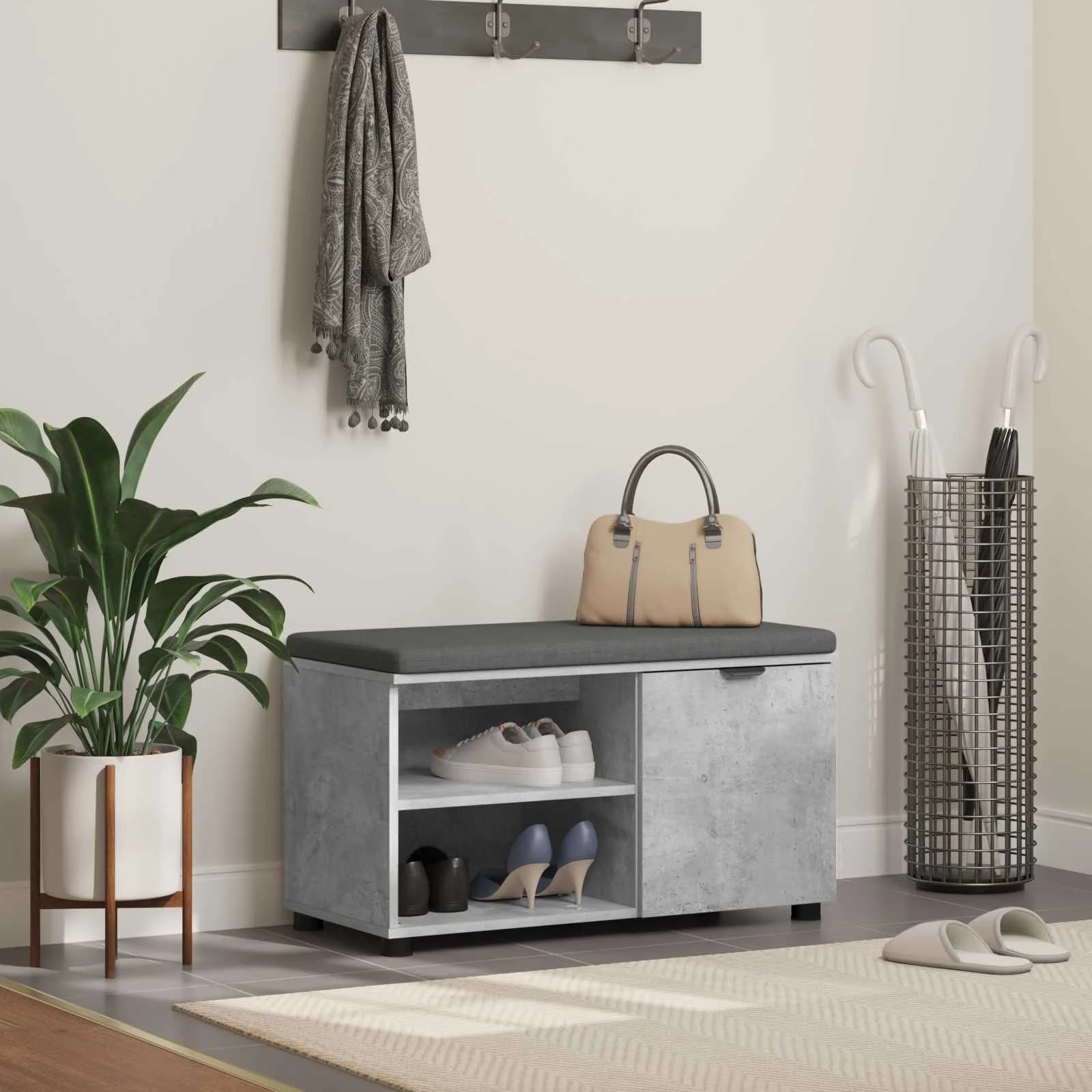 Haldna klop Beton Siva 80 x 38 x 46 cm Oblikovan Les in Tkanina