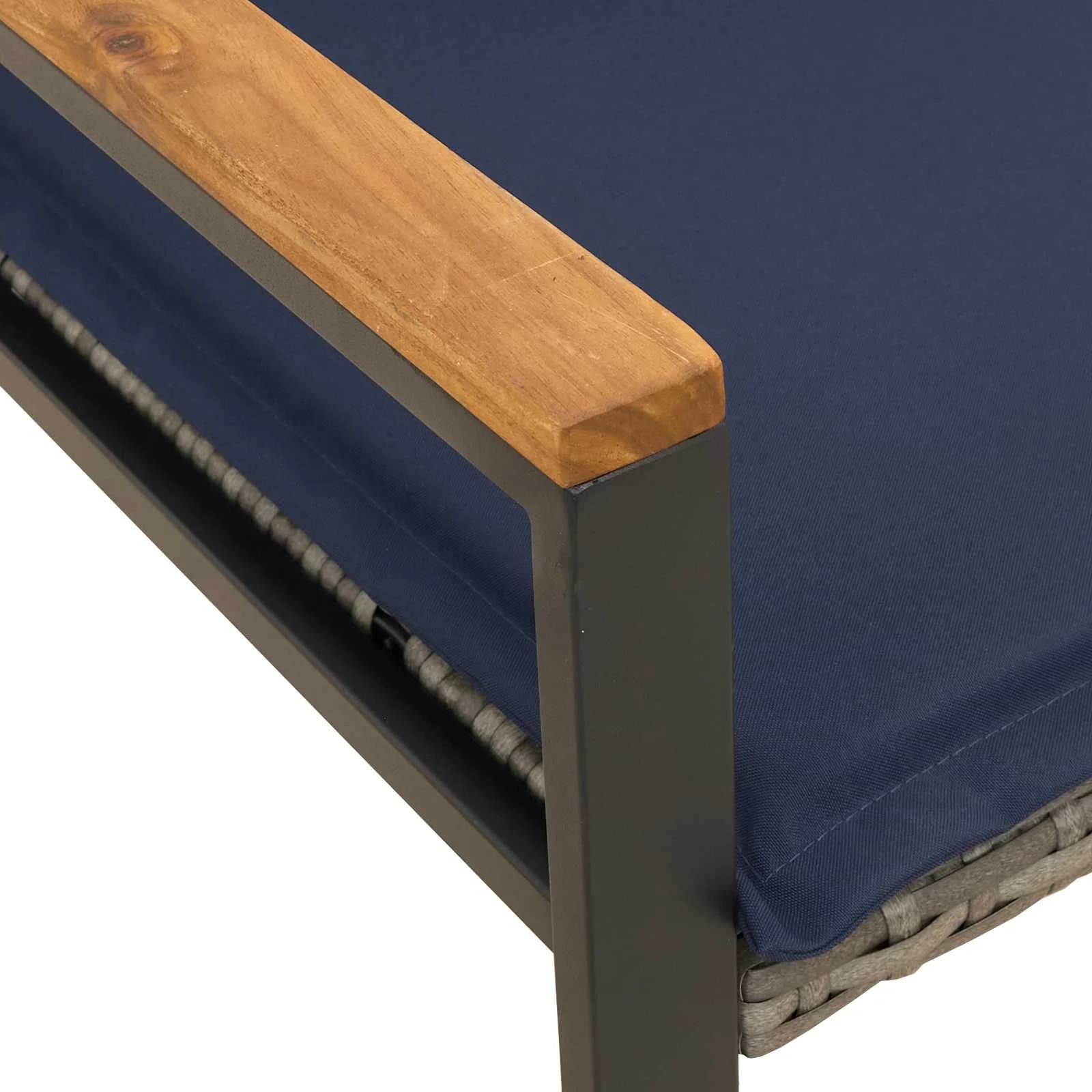 klop z blazino Siva in mornarsko modra 115 x 65 x 72 cm Ratan - slika 10