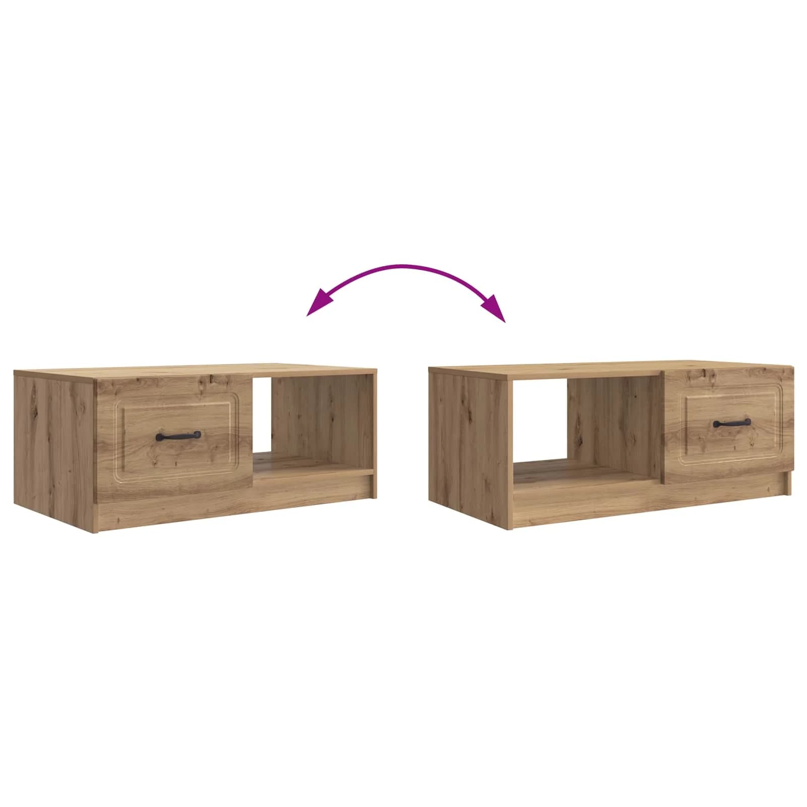 Klubska miza Artisan hrast 90 x 50 x 37 cm Inženirski les - slika 10