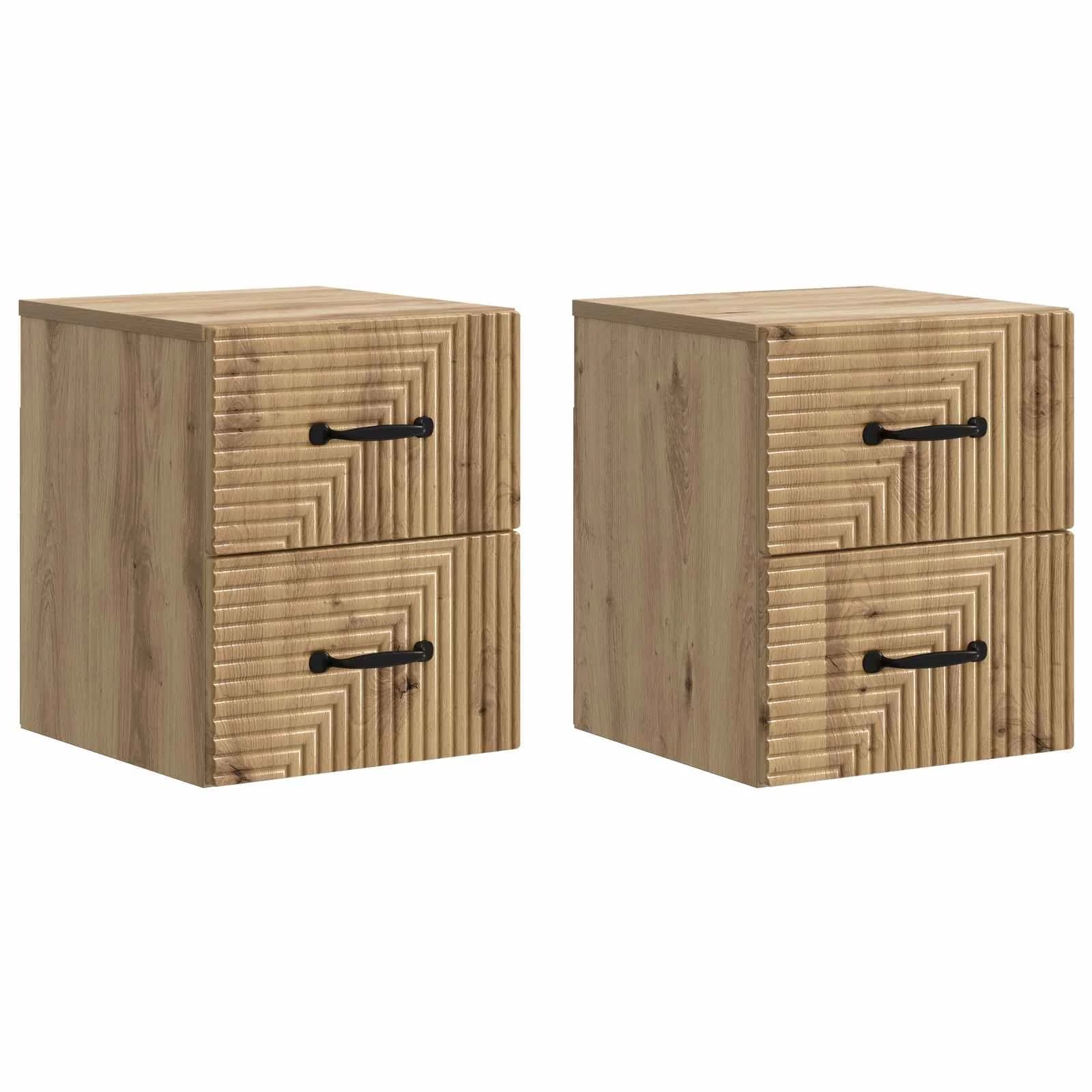 Stenski nočni omarici 2 kos Artisan hrast 34,5 x 33 x 40 cm - slika 2