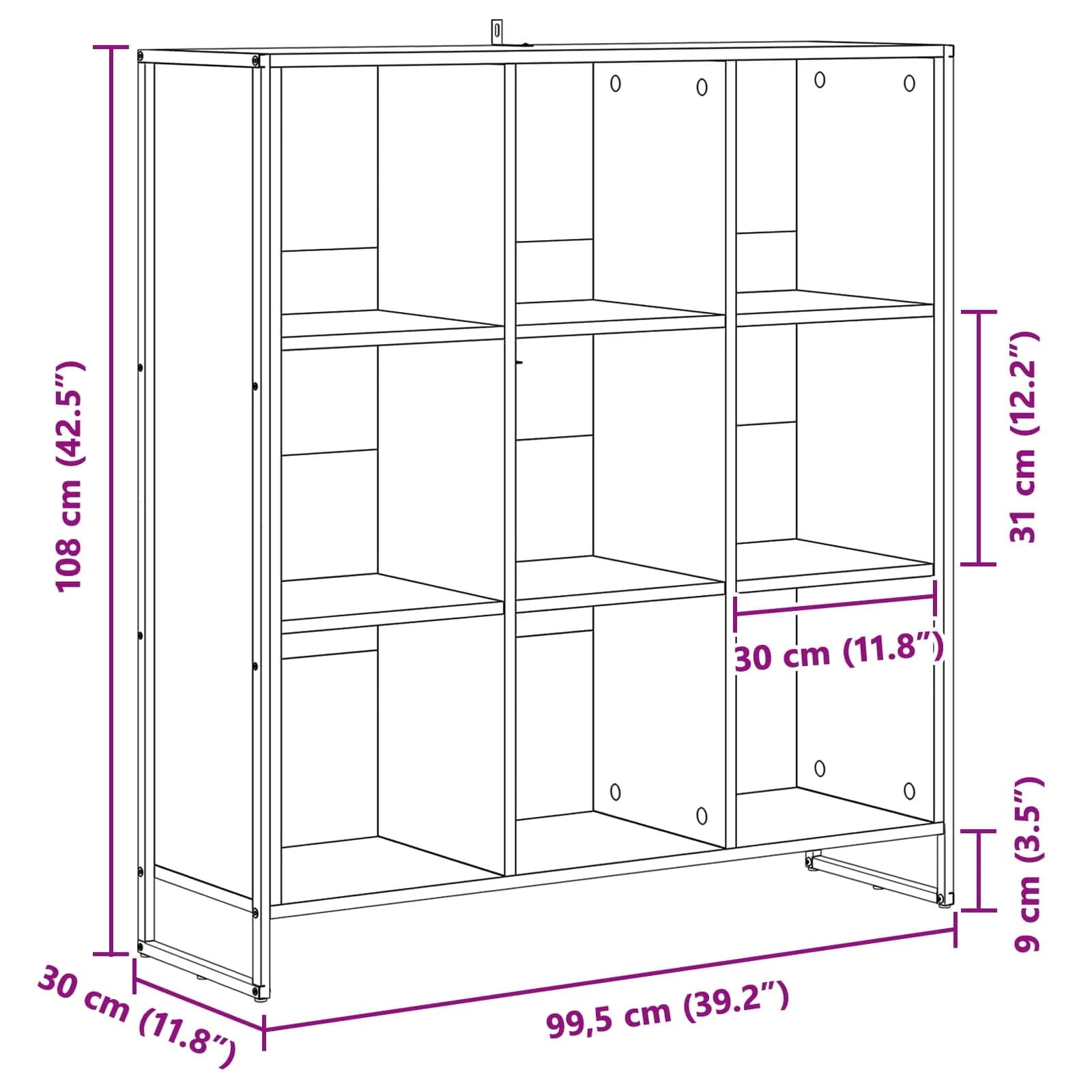 Knjigovni omar 99,5 x 30 x 108,5 cm Inženirski les Dimni hrast - slika 11