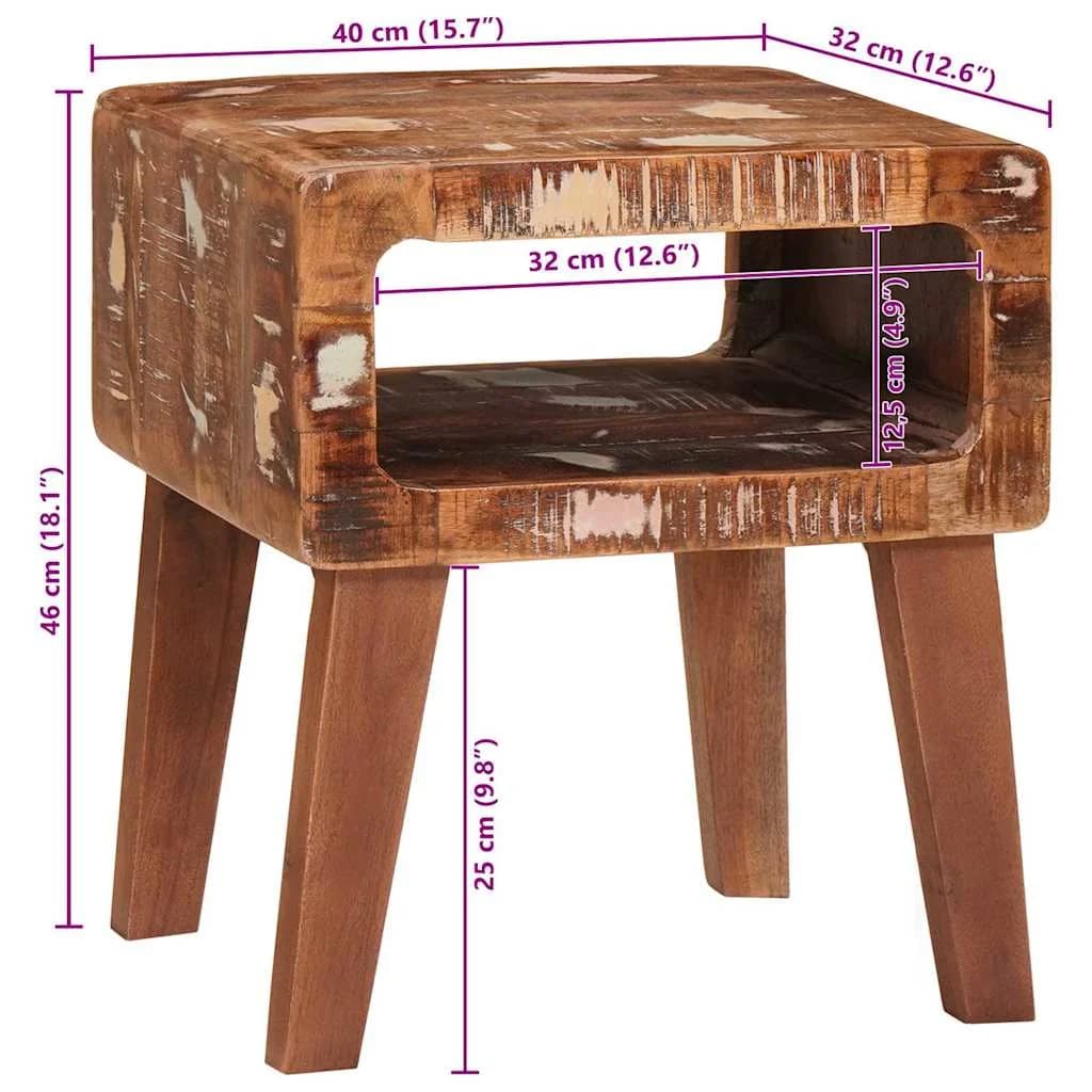 Stranska miza Rjava 40 x 32 x 46 cm Trdna obnovljena les - slika 10