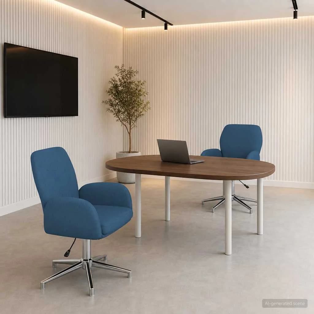 Vrteči pisarniški stoli 2 kos 54 x 58 x 90 cm Modra Blago