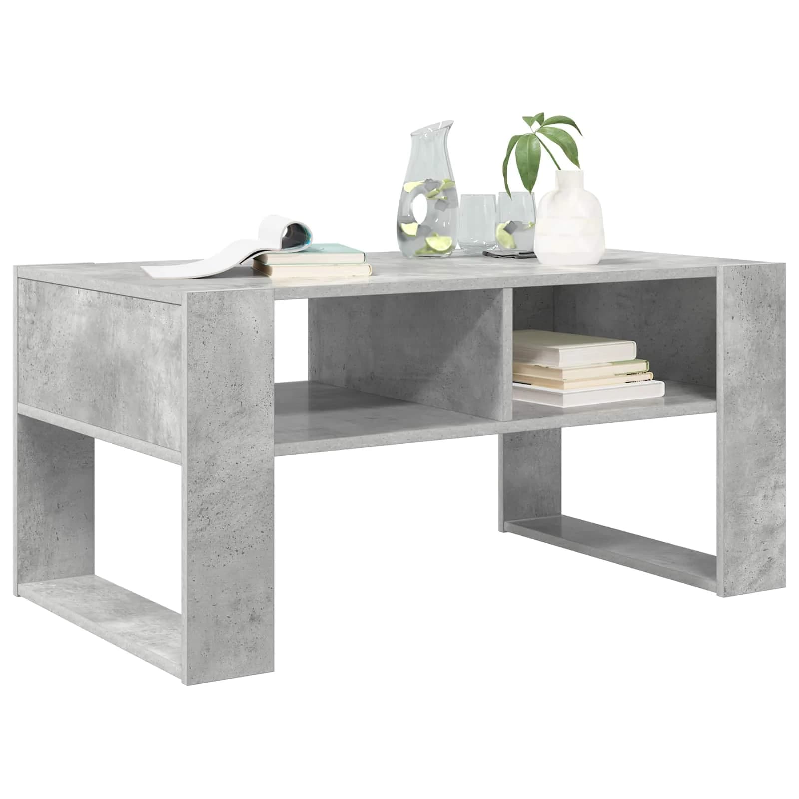 Klubska miza Betonsko siva 92 x 53 x 45 cm Inženirski les - slika 3
