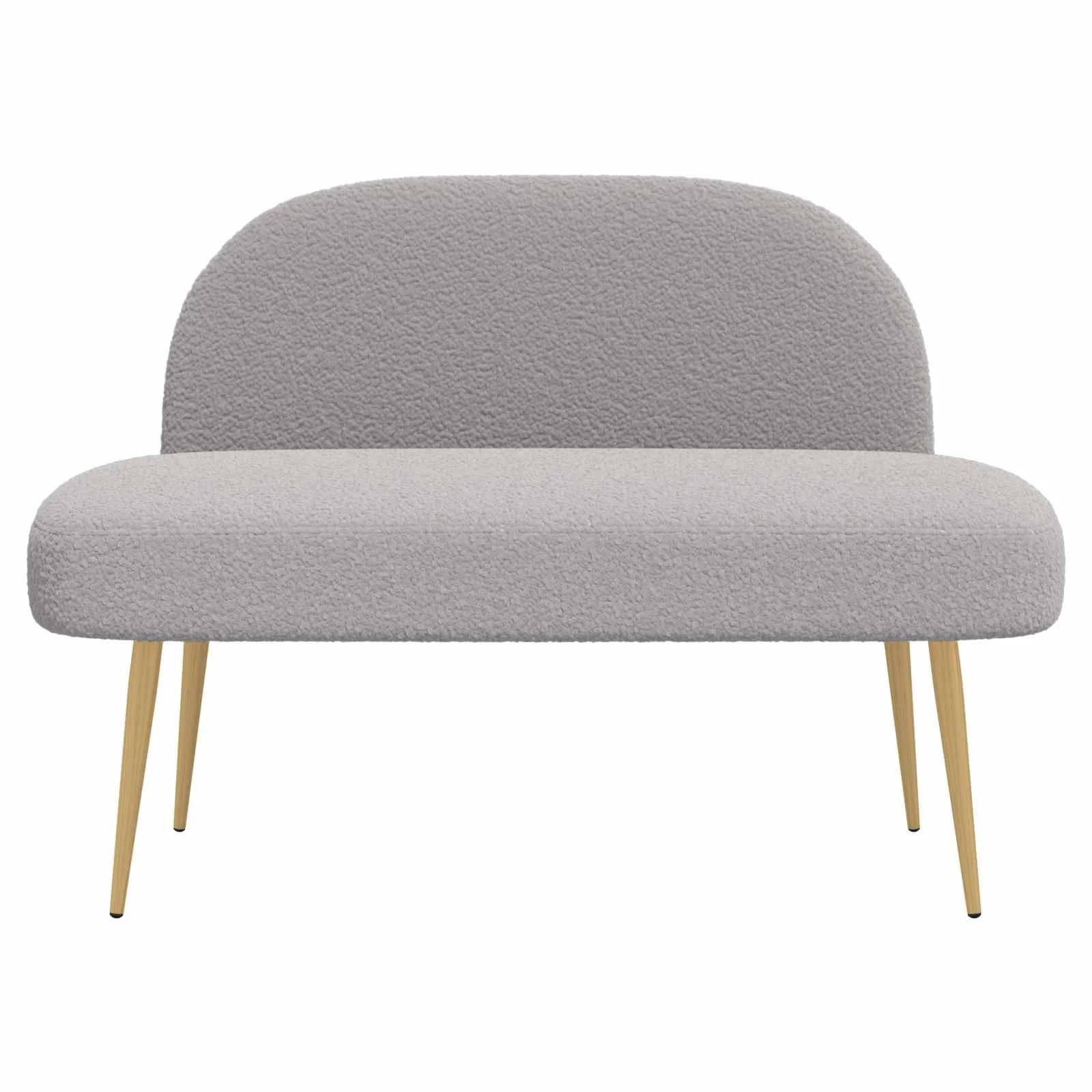 Oblazinjena klop z naslonom Svetlo siva 110 x 60 x 76 cm Bouclé - slika 3