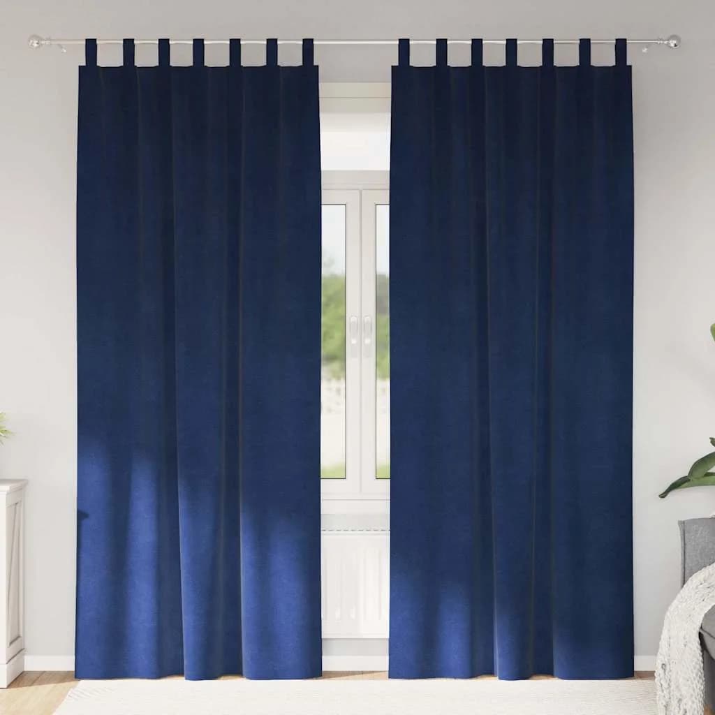 Zatemnitvene zavese 2 kos Temno modra 140 x 245 cm Žamet
