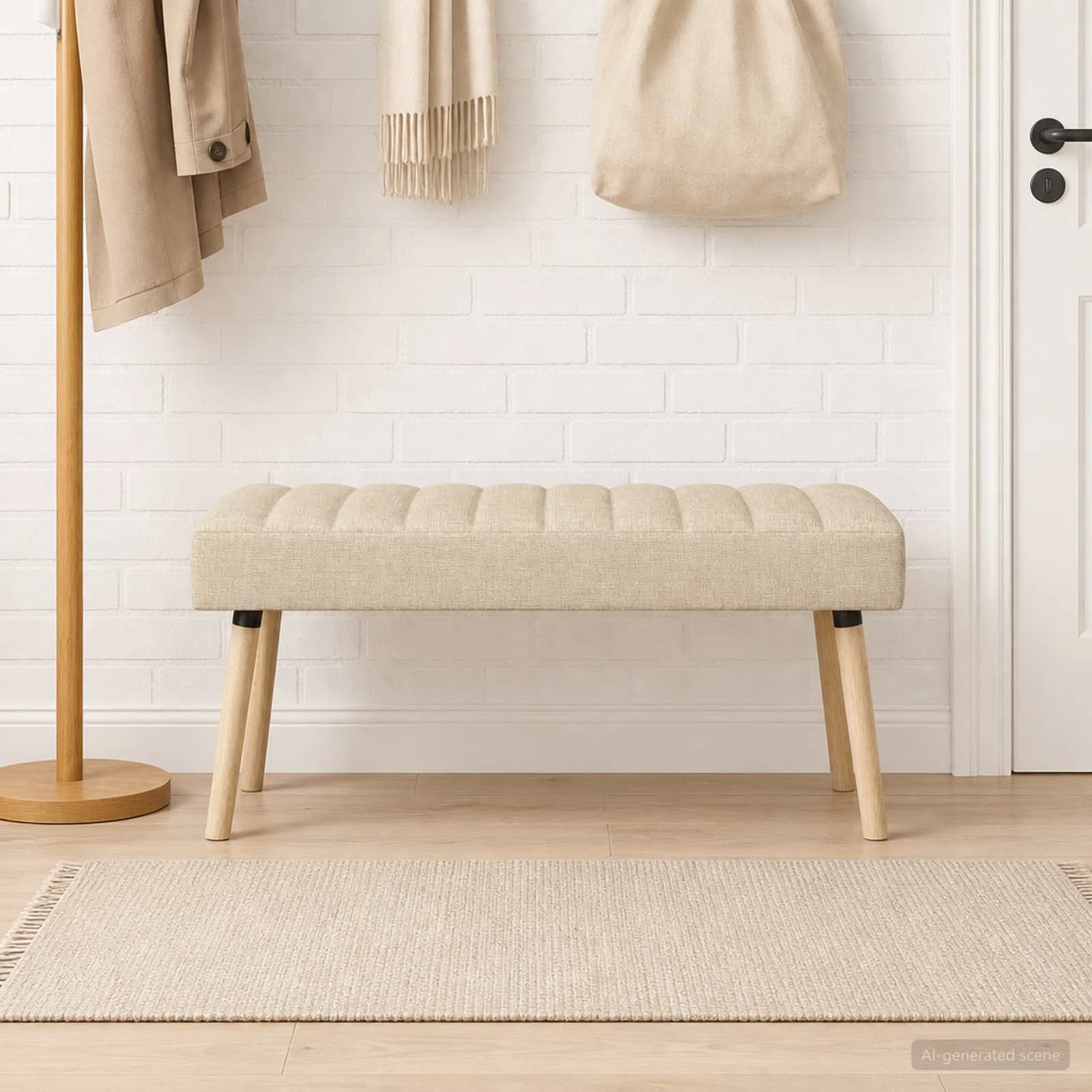 Bench z kanalnim oblazinjenjem Krem 110 x 40 x 46 cm Blago - slika 3