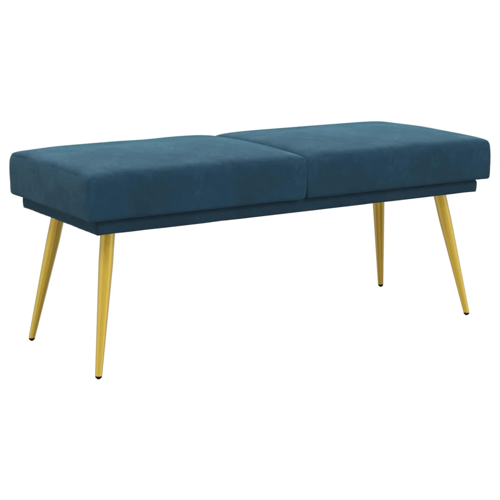 Dvojna klop Modra 120 x 45 x 46 cm Žamet - slika 2