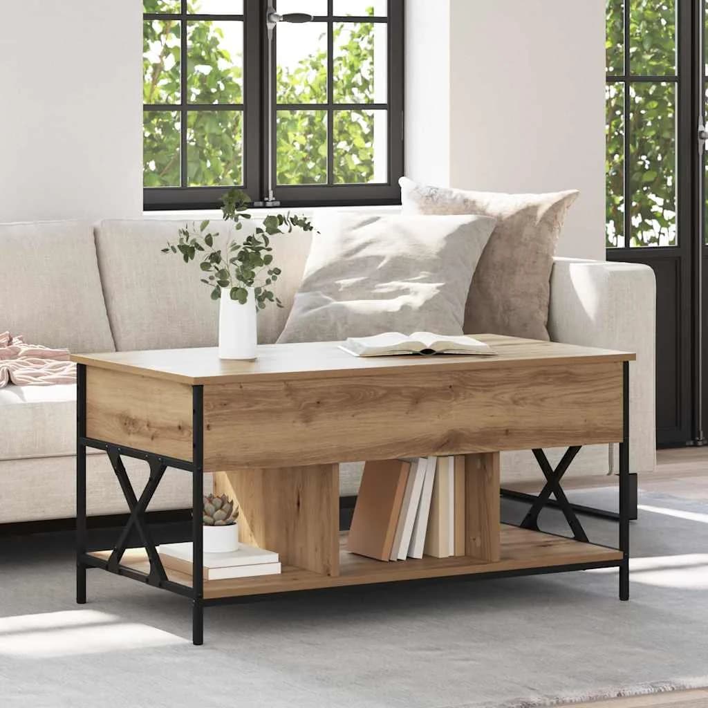 Klubska miza Umetni hrast 100 x 55 x 48.5 cm Inženirski les