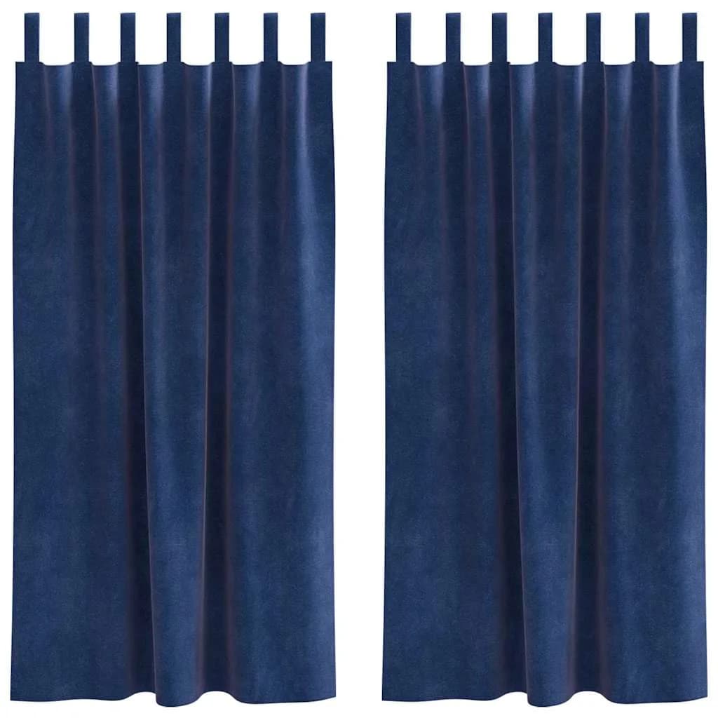 Zatemnitvene zavese 2 kos Temno modra 140 x 175 cm Žamet - slika 2
