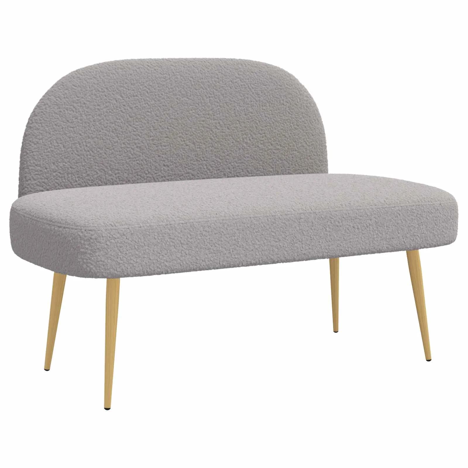 Oblazinjena klop z naslonom Svetlo siva 110 x 60 x 76 cm Bouclé - slika 2