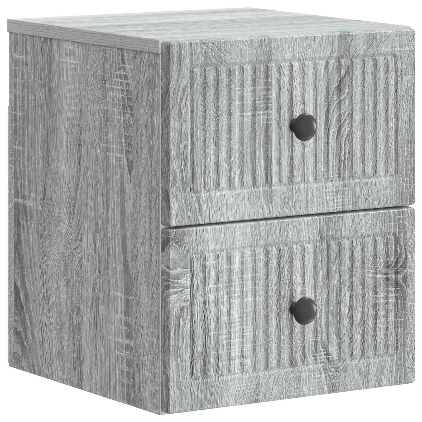 Stenski nočni omarici 2 kos Siva Sonoma 33 x 34,5 x 40 cm - slika 5