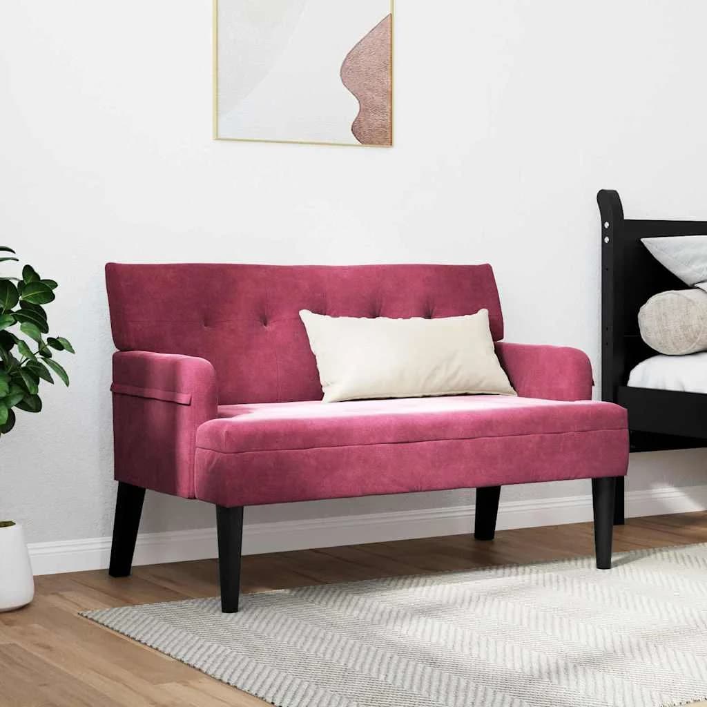 Chesterfield klop Vinorodna rdeča 112 x 65,5 x 75 cm Žamet - slika 3