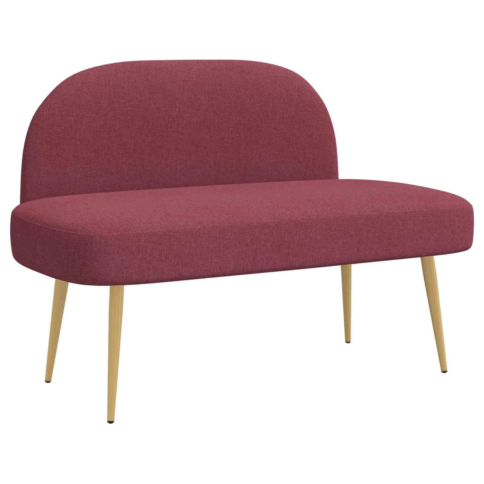 Oblazinjena klop z naslonom vinsko rdeča 110 x 60 x 76 cm - slika 2