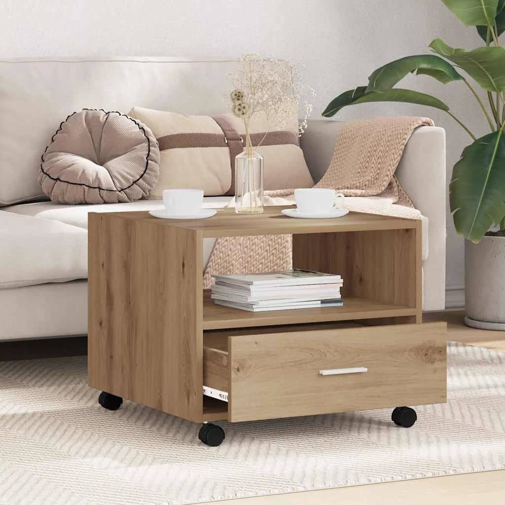 Klubska miza Umetni hrast 55 x 55 x 45cm Inženirski les - slika 4