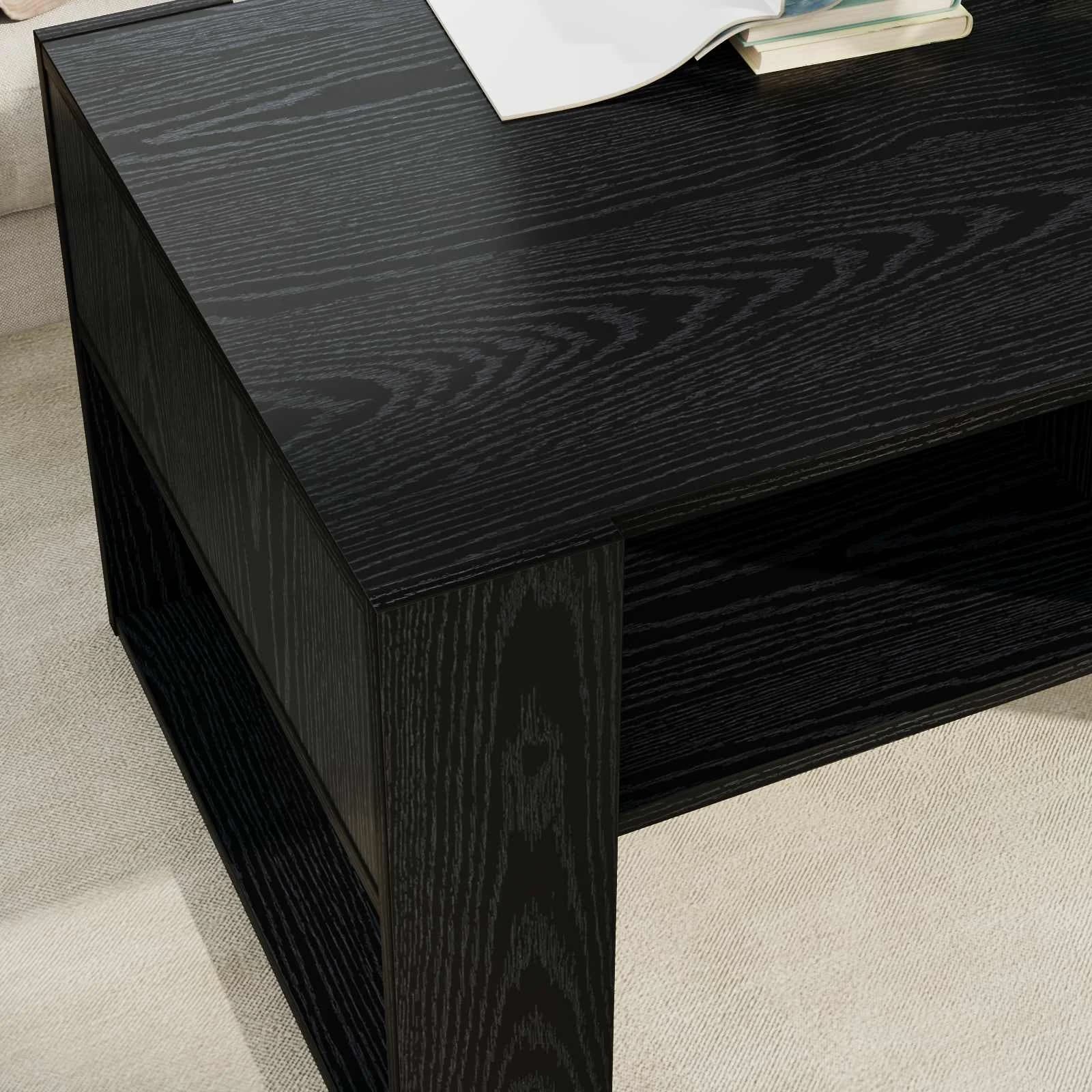 Klubska miza Črna Orehovina 92 x 53 x 45 cm Inženirski les - slika 4