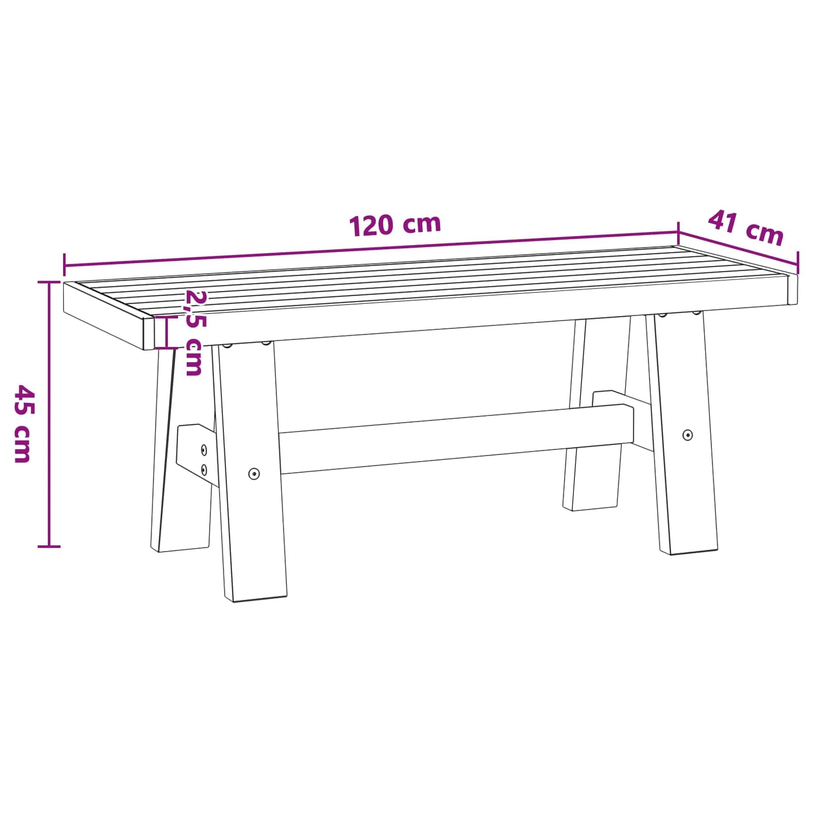 Jedilna klop NOAIN 120 x 41 x 45 cm Masivna borovina Črna - slika 9