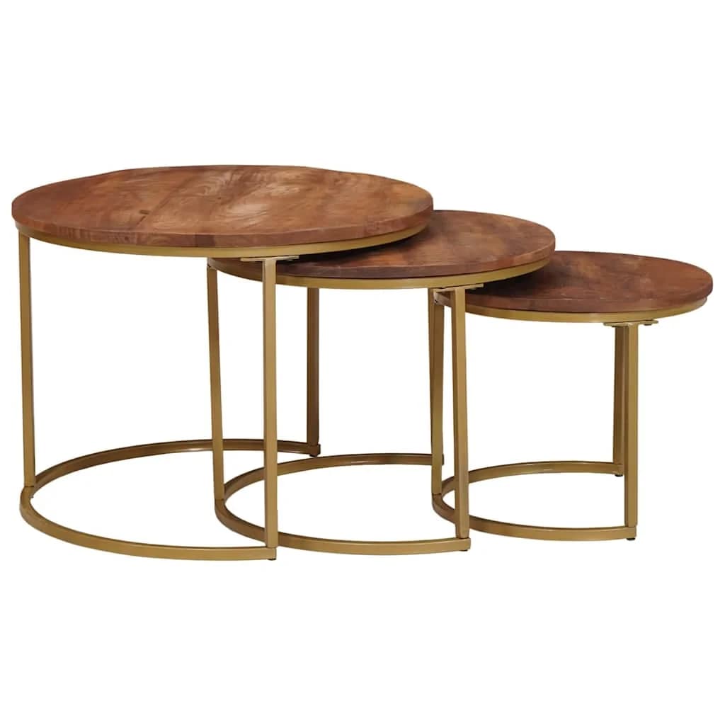 Mize za kavo z gnezdenjem 3 kos Medeno rjava 60 x 60 x 45 cm - slika 4